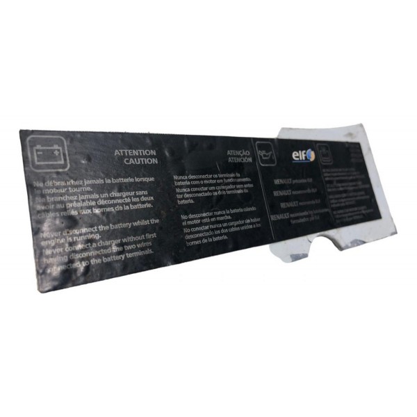 Adesivo Advertencia Painel Frontal Renault Sandero 1.6 2012